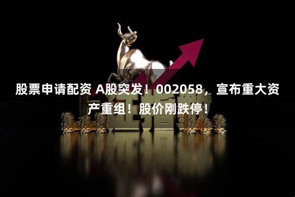 股票申请配资 A股突发！002058，宣布重大资产重组！股价刚跌停！